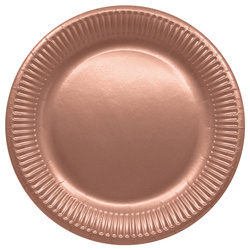 TALERZYKI PAPIEROWE RÓŻOWE ZŁOTO 23 CM 8 SZT