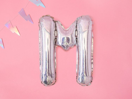 BALON FOLIOWY 35cm, LITERA M HOLOGRAFICZNY