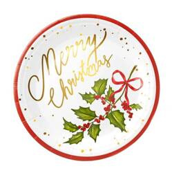 TALERZYKI PAPIEROWE ŚWIĄTECZNE GAŁĄZKA 10 SZT 23 CM