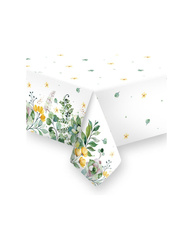 OBRUS PAPIEROWY BIAŁY KWIATY AKWARELA LIŚCIE 120 X 180 CM URODZINY