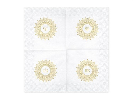 SERWETKI 33X33cm PIERWSZA KOMUNIA ZŁOTE