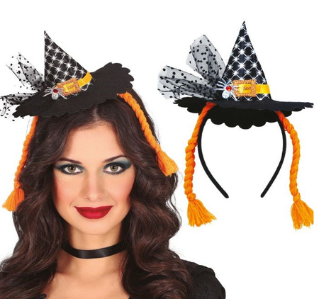 OPASKA MINI KAPELUSZ CZAROWNICY Z WARKOCZYKAMI 