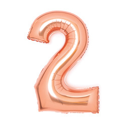BALON FOLIOWY CYFRA 2 RÓŻOWE ZŁOTO 66 CM
