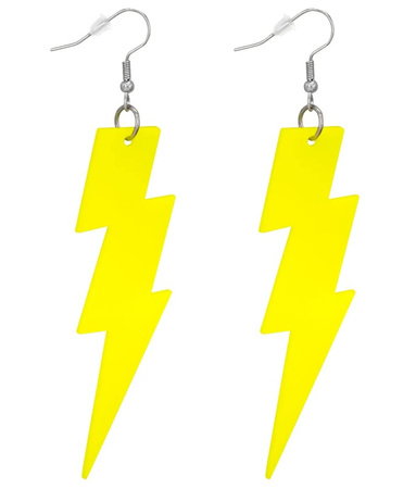 KOLCZYKI DISCO PIORUN ŻÓŁTE LATA 80