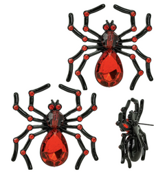 KOLCZYKI CZARNE PAJĄKI Z CZERWONYMI KRYSZTAŁAMI