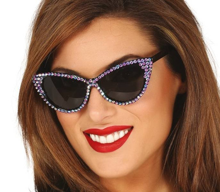 OKULARY LATA 50 FIOLETOWE KAMIENIE