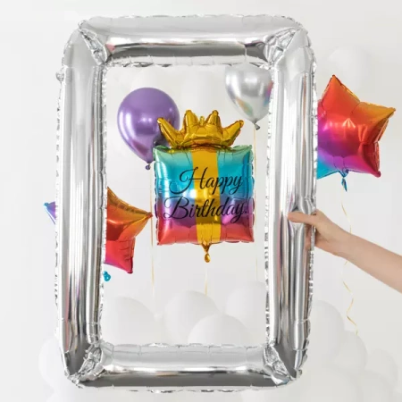 BALON FOLIOWY SREBRNA RAMKA 72CM X 87 CM