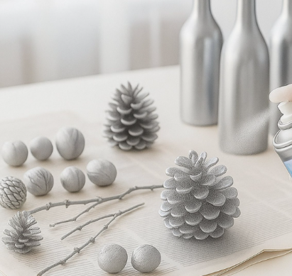 SPRAY DEKORACYJNY SREBRNY 125 ML DIY STROIK ŚWIĘTA