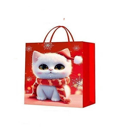 TORBA PREZENTOWA ŚWIĄTECZNA KOTEK 3D 18 X 23 x 8,5 CM