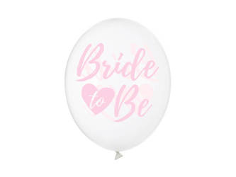 BALONY 30cm, PRZEJRZYSTE BRIDE TO BE RÓŻ, 6 SZT.