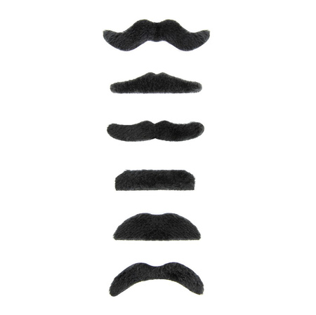 SZTUCZNE WĄSY CZARNE ZESTAW 6 SZT.