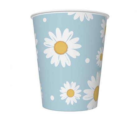 ZESTAW STOKROTKI TALERZYKI+KUBECZKI BŁĘKITNE