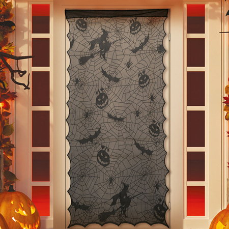 KURTYNA HALLOWEEN Z MOTYWEM PAJĘCZYNY 194X100CM