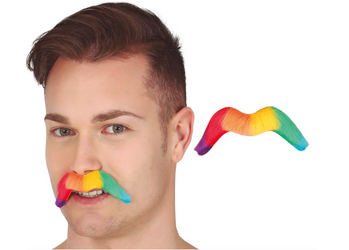 WĄSY TĘCZOWE 10 CM