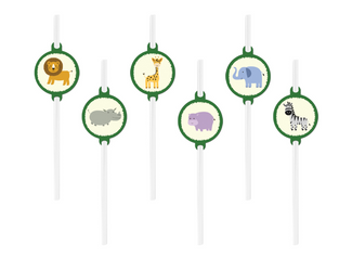 SŁOMKI PROSTE URODZINOWE SAFARI 6 SZT