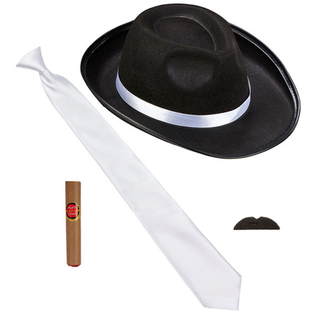 ZESTAW GANGSTERA CZARNY LATA 20