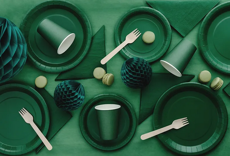 TALERZYKI PAPIEROWE CIEMNY ZIELONY 23 CM 6 SZT