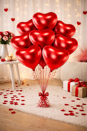 ZESTAW BALONÓW FOLIOWYCH SERCA 10 SZTUK 