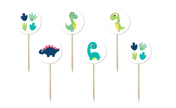 PIKERY NA TORT WESOŁE DINOZAURY 6 SZT
