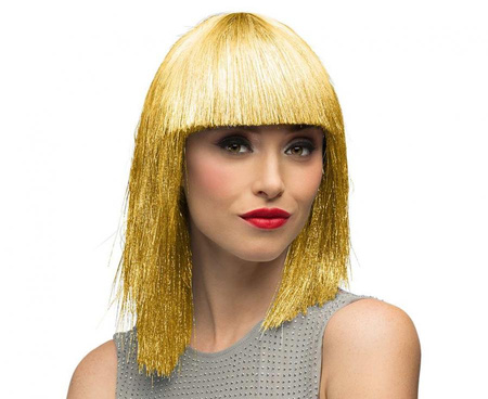 Peruka złota z grzywką włosy półdługie