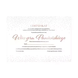 CERTYFIKAT WIECZORU PANIEŃSKIEGO BRIDE TO BE RÓŻOWE ZŁOTO