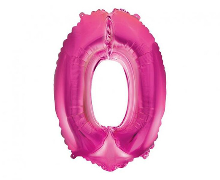 BALON FOLIOWY CYFRA 0 RÓŻOWA 35 CM