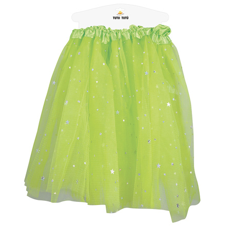 SPÓDNICZKA TUTU ZIELONA NEONOWA W GWIAZDKI 30 CM