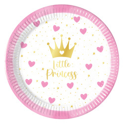 TALERZYKI PAPIEROWE LITTLE PRINCESS 20 CM 8 SZT