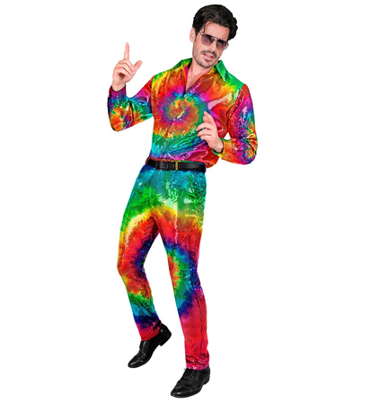 SPODNIE MĘSKIE CEKINOWE KOLOROWE TIE DYE