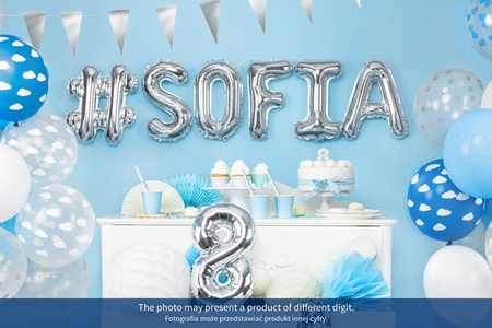 BALON FOLIOWY 35cm, CYFRA 9 SREBRNA