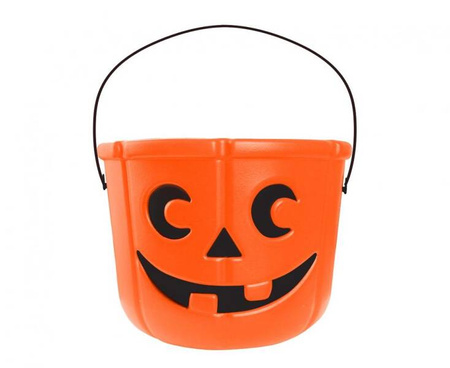 Wiaderko Uśmiechnięta Dynia na cukierki 18x14 cm pomarańczowe halloween