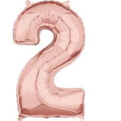 BALON FOLIOWY CYFRA 2 JASNY RÓŻ 66 CM