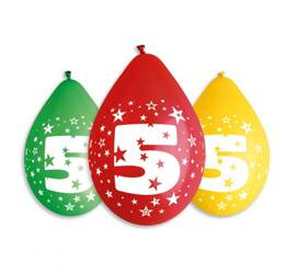 BALONY WISZĄCE 5 NADRUK 5 MIX KOLORÓW 30 CM 5 SZT.