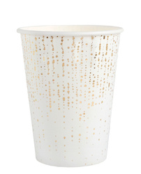 KUBECZKI PAPIEROWE BIAŁE ZE ZŁOTYMI WZORAMI 270 ML 10 SZT.