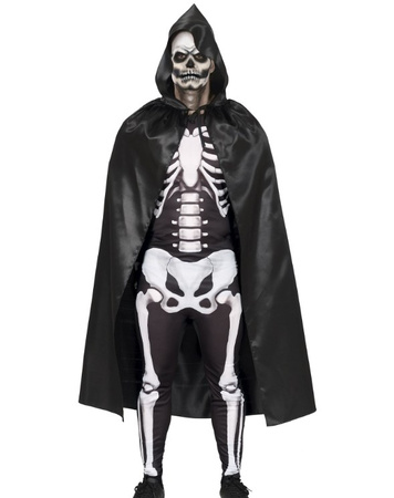 PELERYNA CZARNA Z KAPTUREM 120 CM 