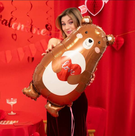 BALON FOLIOWY MIŚ Z SERCEM LOVE 48x79CM