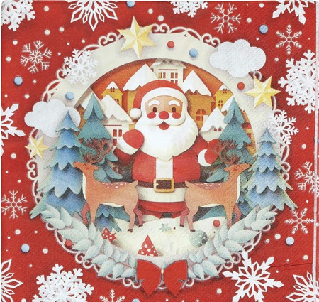 SERWETKI PAPIEROWE MERRY CHRISTMAS MIKOŁAJ 33 CM 20 SZT