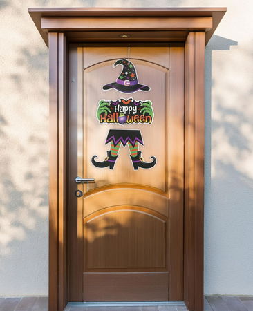 DREWNIANA DEKORACJA HAPPY HALLOWEEN CZAROWNICA 31X59 CM