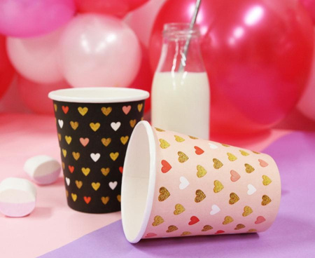 KUBECZKI PAPIEROWE KOLEKCJA XOXO (CZARNE) 250 ML 6 SZT.