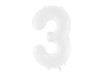 BALON FOLIOWY BIAŁY CYFRA 3