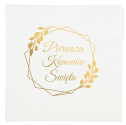 SERWETKI PAPIEROWE KOMUNIA ZŁOTE LISTKI 10 SZT