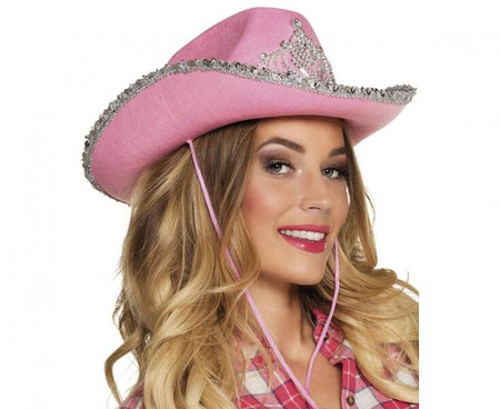 Kapelusz kowbojski z koroną, różowy kowbojki western