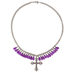 NASZYJNIK GOTYCKI Z KRZYŻEM FIOLETOWY