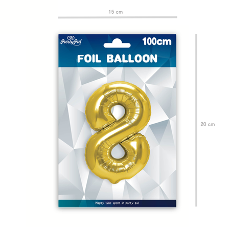 BALON FOLIOWY CYFRA 8 ZŁOTA 100 CM