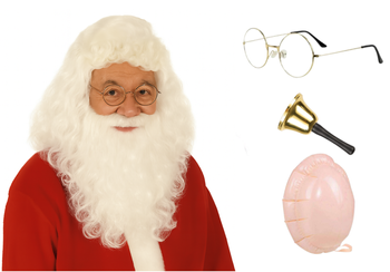 ZESTAW ŚWIĘTEGO MIKOŁAJA DZWONEK+BRZUCH+OKULARY+PERUKA
