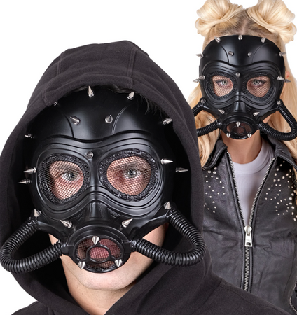 MASKA HALLOWEENOWA CZARNA Z KOLCAMI 