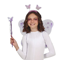 FIOLETOWY ZESTAW WRÓŻKI SKRZYDEŁKA OPASKA RÓŻDŻKA