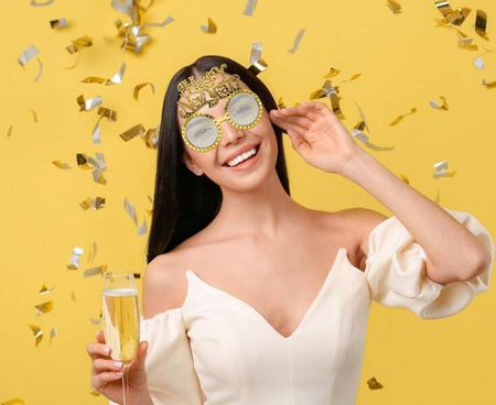 OKULARY HAPPY NEW YEAR NOWY ROK ZŁOTE