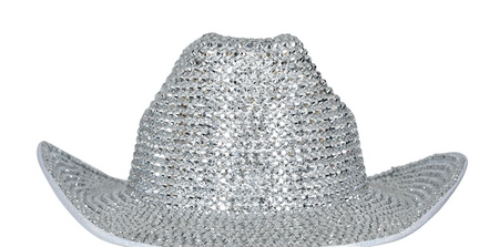KAPELUSZ KOWBOJSKI KLUBOWY SREBRNY Z KRZYSZTAŁKAMI