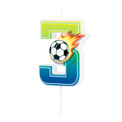 ŚWIECZKA URODZINOWA CYFRA 3 PIŁKA NOŻNA 6 CM